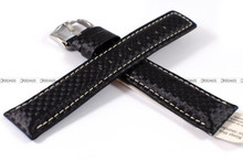 Pasek skórzany do zegarka - Carbon XL 02592250-2-22 - 22 mm czarny