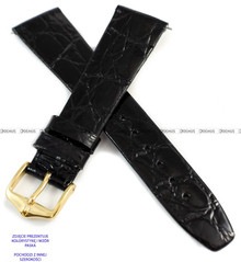 Pasek skórzany z krokodyla do zegarka - Hirsch Prestige Croco 02208050-1-18 - 18 mm  - zwężany