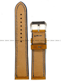 Pasek skórzany ręcznie robiony A. Kucharski Leather - Conceria Il Ponte Wax - pumpkin/navy 22 mm