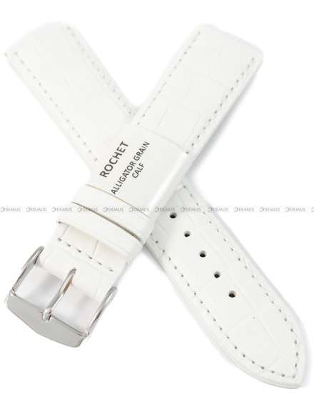 Pasek skórzany do zegarka - Rochet Charleston 5492002ST - 20 mm - Biały