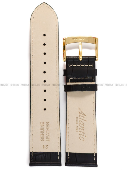 Pasek do zegarka skórzany Atlantic z serii 62450 - L62450-BK-24/22G - 24 mm