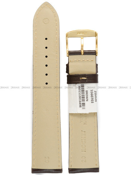 Pasek skórzany do zegarka - Rochet Ibiza 5560703 - 20 mm - Brązowy beżowe przyszycie