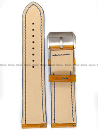 Pasek skórzany ręcznie robiony A. Kucharski Leather - Conceria Il Ponte Wax - pumpkin/navy 24 mm