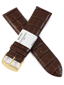 Pasek skórzany do zegarka - Rochet Charleston 5492403ST - 24 mm - Brązowy