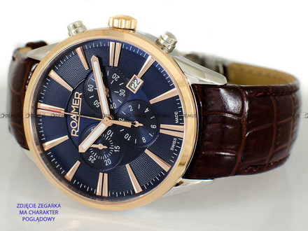 Pasek skórzany do zegarka Roamer 508837 41 85 05 - 22 mm - bez klamerki