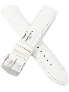 Pasek skórzany do zegarka - Rochet Charleston 5492002ST - 20 mm - Biały