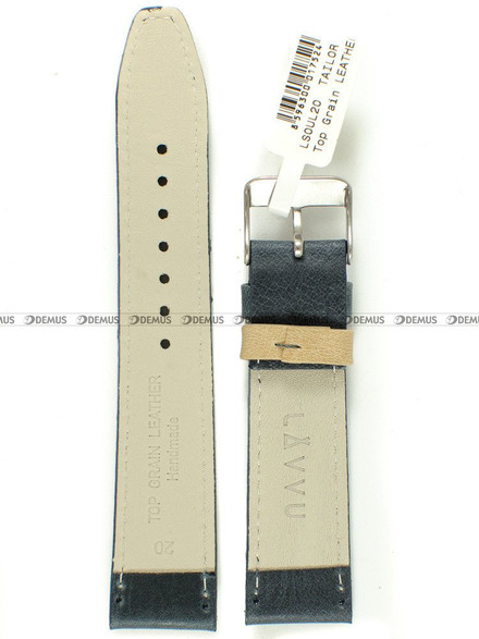 Pasek skórzany do zegarka - LAVVU LSOUL20 - 20 mm niebieski