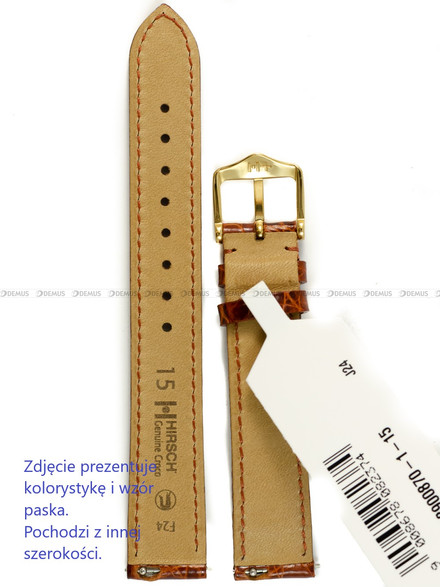 Pasek ze skóry krokodyla do zegarka - Hirsch Genuine Croco 01808070-1-17 - 17 mm