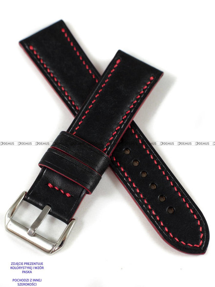 Pasek skórzany ręcznie robiony A. Kucharski Leather - Conceria Il Ponte Maya - black/red 16 mm