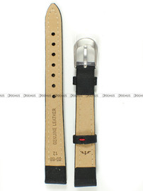 Pasek skórzany do zegarka Bisset - BS-158 - 12 mm - XL czarny