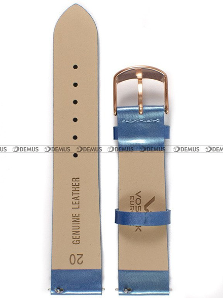 Pasek Undine skórzany do zegarka Vostok - 20 mm niebieski