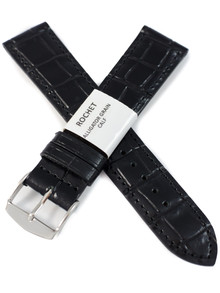 Pasek skórzany do zegarka - Rochet Charleston 5492001ST - 20 mm - Czarny