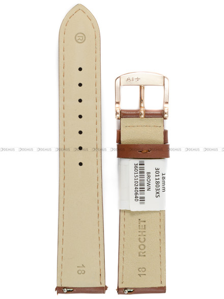 Pasek skórzany do zegarka - Rochet New York 3011803XS - 18 mm - Brązowy