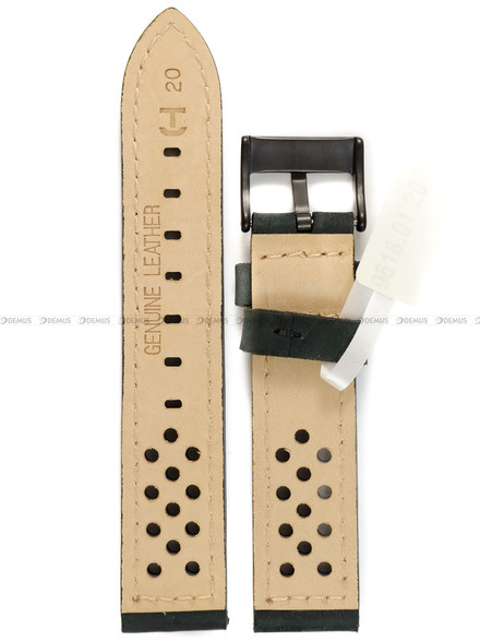 Pasek skórzany do zegarka - Horido 9618.01.20S - biała nić - 20 mm