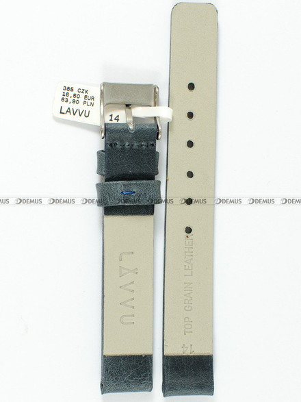 Pasek skórzany do zegarka - LAVVU LSCUL14 - 14 mm niebieski