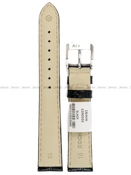 Pasek skórzany do zegarka - Rochet Chelsea 6390501 - 16 mm - Czarny