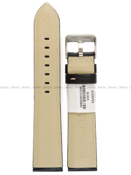 Pasek skórzany do zegarka - Rochet Aviator 5520701 - 20 mm - Czarny beżowe przyszycie