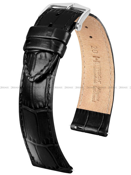 Pasek skórzany do zegarka - Hirsch Louisianalook 03427050-2-22 - 22 mm czarny