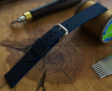 Pasek skórzany ręcznie robiony A. Kucharski Leather - Badalassi Carlo Pueblo Simple - navy/navy 16 mm