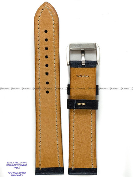 Pasek skórzany ręcznie robiony A. Kucharski Leather - Badalassi Carlo Pueblo RawEdge - navy/camel 28 mm