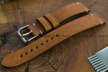 Pasek skórzany ręcznie robiony A. Kucharski Leather - Conceria Il Ponte Maya Simple - cognac/white 16 mm