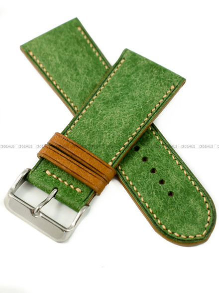 Pasek skórzany ręcznie robiony A. Kucharski Leather - Conceria Il Ponte Maya Double - darkgreen/camel 30 mm