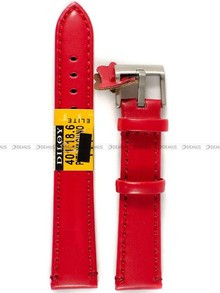 Pasek skórzany do zegarka - Diloy 401.18.6 - 18 mm czerwony