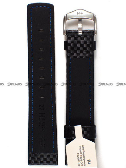 Pasek skórzany do zegarka - Carbon XL 02592250-2-22 - 22 mm czarny