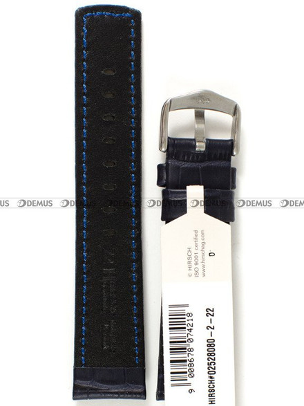 Pasek skórzany do zegarka - Hirsch Grand Duke 02528080-2-22 - 22 mm granatowy