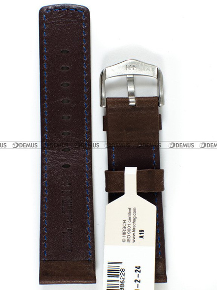 Pasek skórzany do zegarka - Hirsch Mariner 14502110-2-24 - 24 mm brązowy