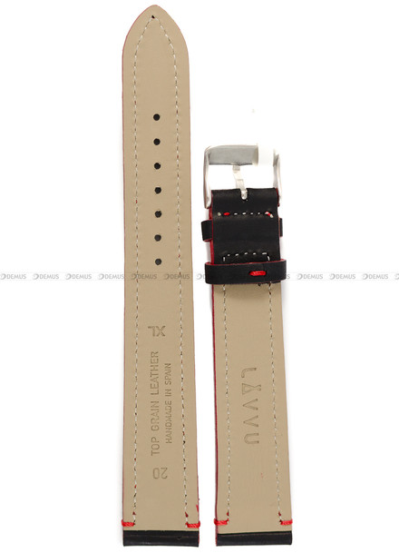 Pasek skórzany do zegarka - LAVVU LSQBR24 - 24 mm - XXL