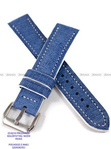 Pasek skórzany ręcznie robiony A. Kucharski Leather - Grattamacco - Blue/White - 32 mm