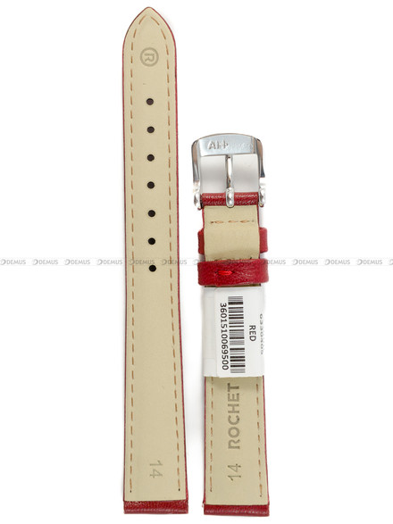 Pasek skórzany do zegarka - Rochet Screen 6330405 - 14 mm - Czerwony