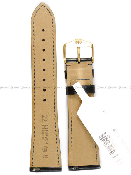 Pasek skórzany z aligatora do zegarka - Hirsch London 04207059-1-22 - 22 mm - Zwężany