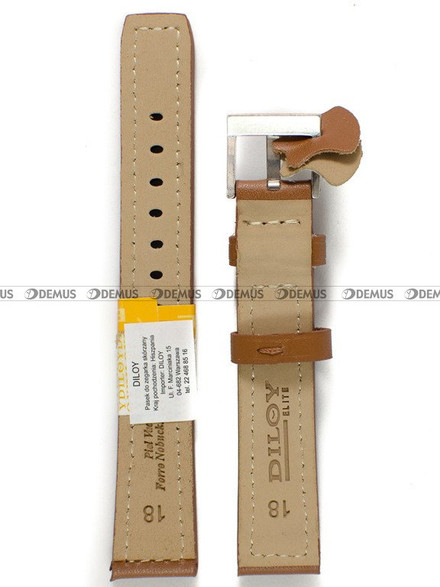 Pasek skórzany do zegarka - Diloy P353.18.3 - 18 mm brązowy