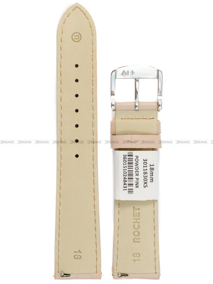 Pasek skórzany do zegarka - Rochet New York 3011830XS - 18 mm - Różowy