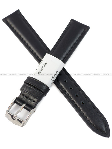 Pasek skórzany do zegarka - Rochet Miami 54110401ST - 14 mm - Czarny
