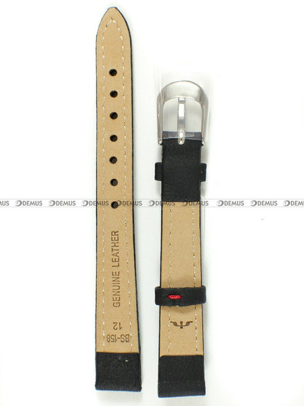 Pasek skórzany do zegarka Bisset - BS-158 - 12 mm - XL czarny
