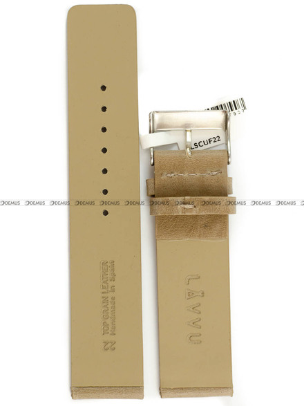 Pasek skórzany do zegarka - LAVVU LSCUF22 - 22 mm beżowy
