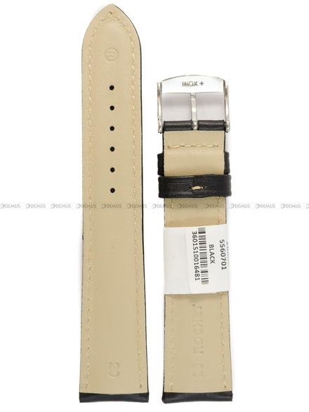 Pasek skórzany do zegarka - Rochet Ibiza 5560701 - 20 mm - Czarny beżowe przyszycie