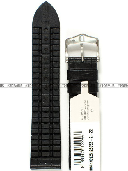 Pasek skórzano-kauczukowy do zegarka - Hirsch George 0925128052-2-22 - 22 mm czarny