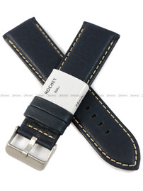 Pasek skórzany do zegarka - Rochet Aviator 5522406 - 24 mm - Niebieski beżowe przyszycie