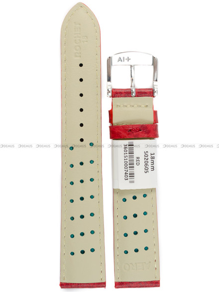 Pasek skórzany do zegarka - Rochet Buffalo 5020605 - 18 mm - Czerwony