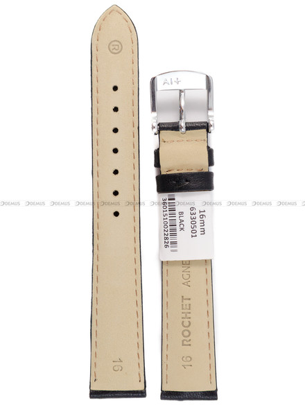 Pasek skórzany do zegarka - Rochet Screen 6330501 - 16 mm - Czarny
