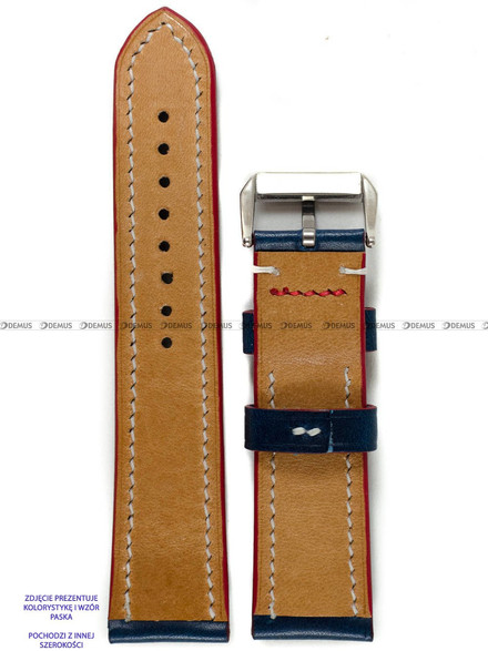 Pasek skórzany ręcznie robiony A. Kucharski Leather - Conceria Walpier Buttero - blue/white 28 mm