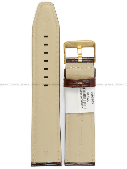 Pasek skórzany do zegarka - Rochet Indiana 5590803 - 22 mm - Brązowy beżowe przyszycie