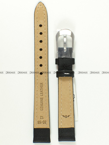 Pasek skórzany do zegarka Bisset - BS-158 - 12 mm - XL czarny