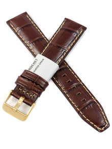 Pasek skórzany do zegarka - Rochet Indiana 5590703 - 20 mm - Brązowy beżowe przyszycie