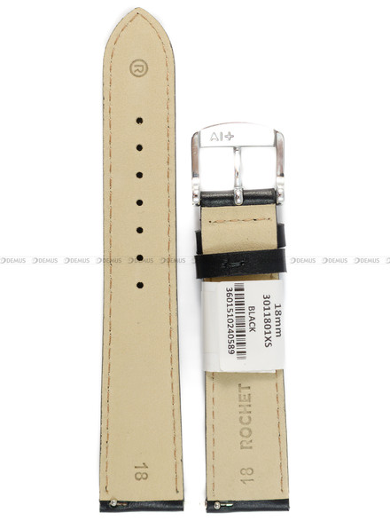 Pasek skórzany do zegarka - Rochet New York 3011801XS - 18 mm - Czarny