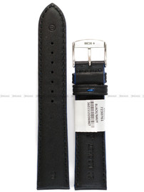 Pasek skórzany do zegarka - Rochet Neptune 7230761 - 20 mm - Czarny niebieskie przyszycie